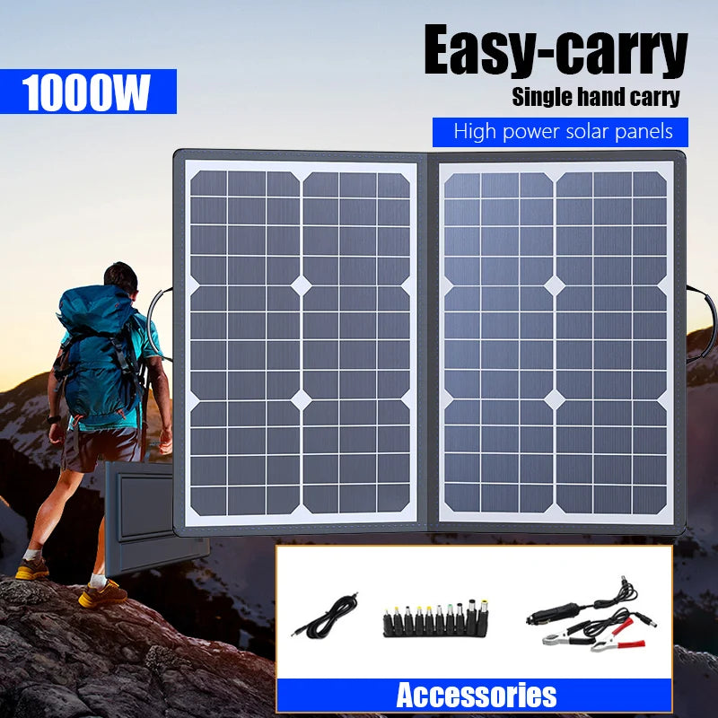 Kit Solar Dobrável 1000W – Para Camping, Casa, Carro e Barco